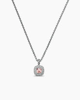 Albion® Teen Pendant Necklace in Sterling Silver with Morganite and Diamonds, 4mm